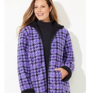 Printed Fleece Coat with Sherpa Lining